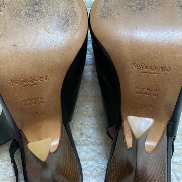 YSL black leather slingbacks - Picture 10 of 16